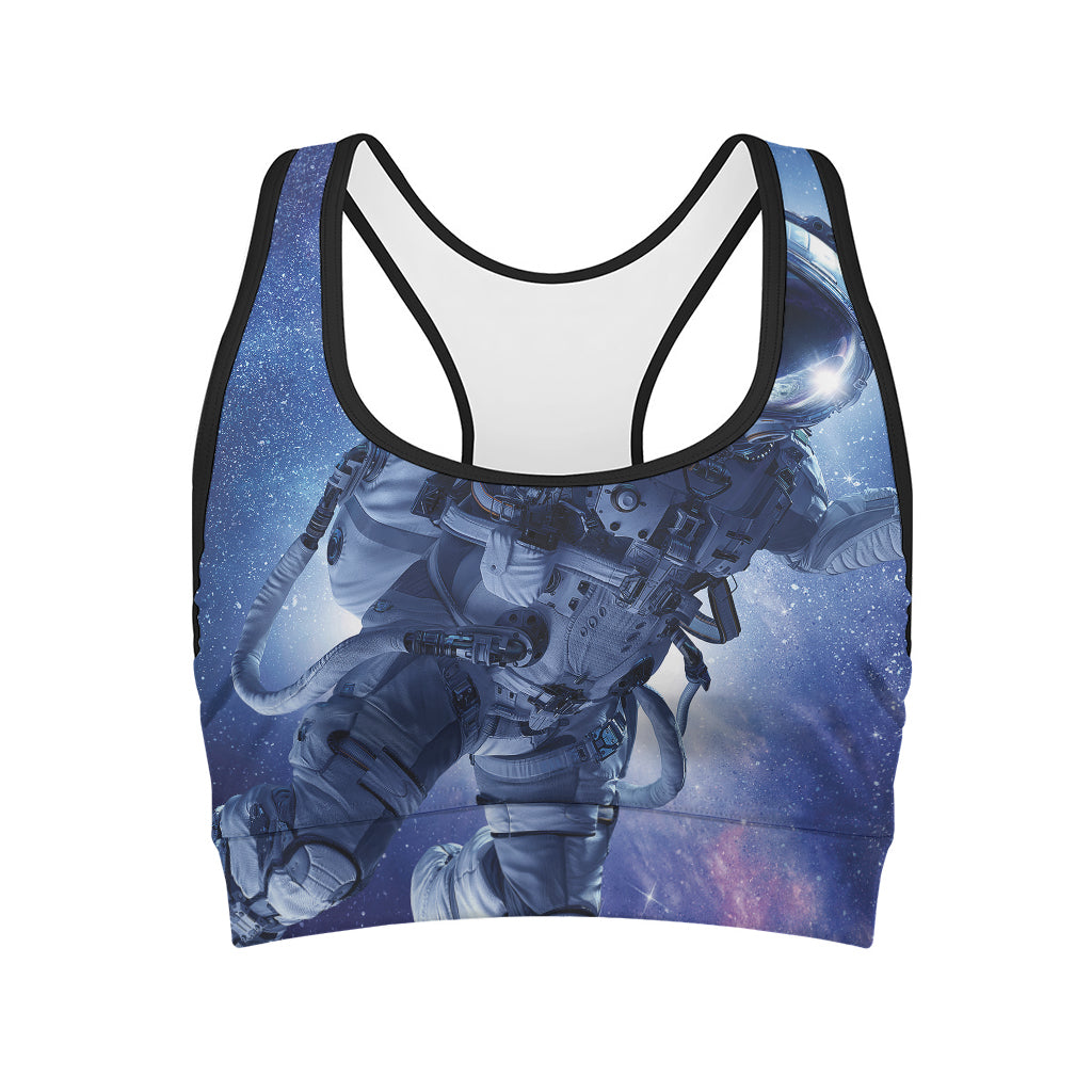 Astronaut On Space Mission Print Women's Sports Bra