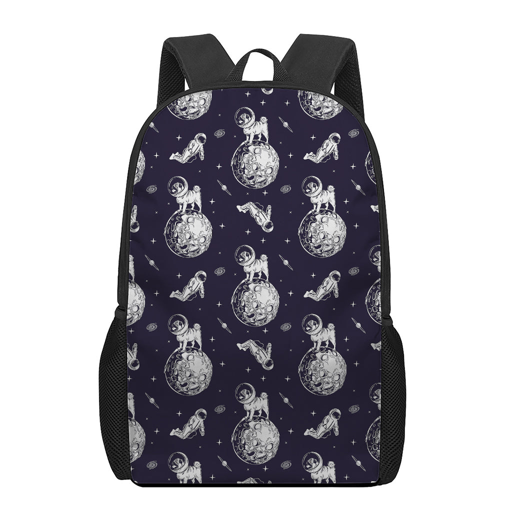 Astronaut Pug In Space Pattern Print 17 Inch Backpack