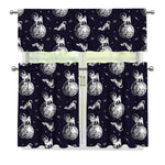 Astronaut Pug In Space Pattern Print 3 Piece Kitchen Curtains