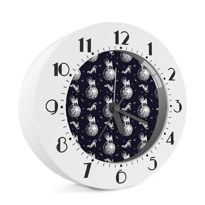 Astronaut Pug In Space Pattern Print Alarm Clock