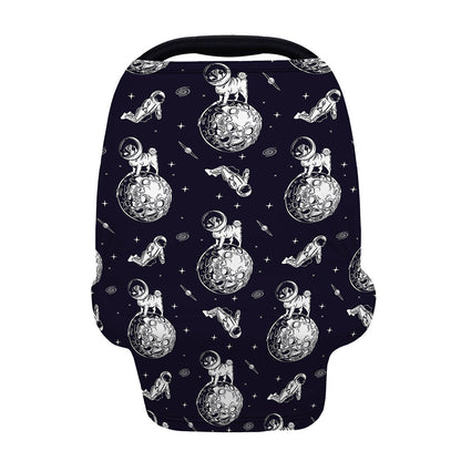 Astronaut Pug In Space Pattern Print Baby Seat Cover