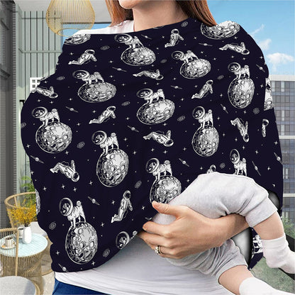 Astronaut Pug In Space Pattern Print Baby Seat Cover