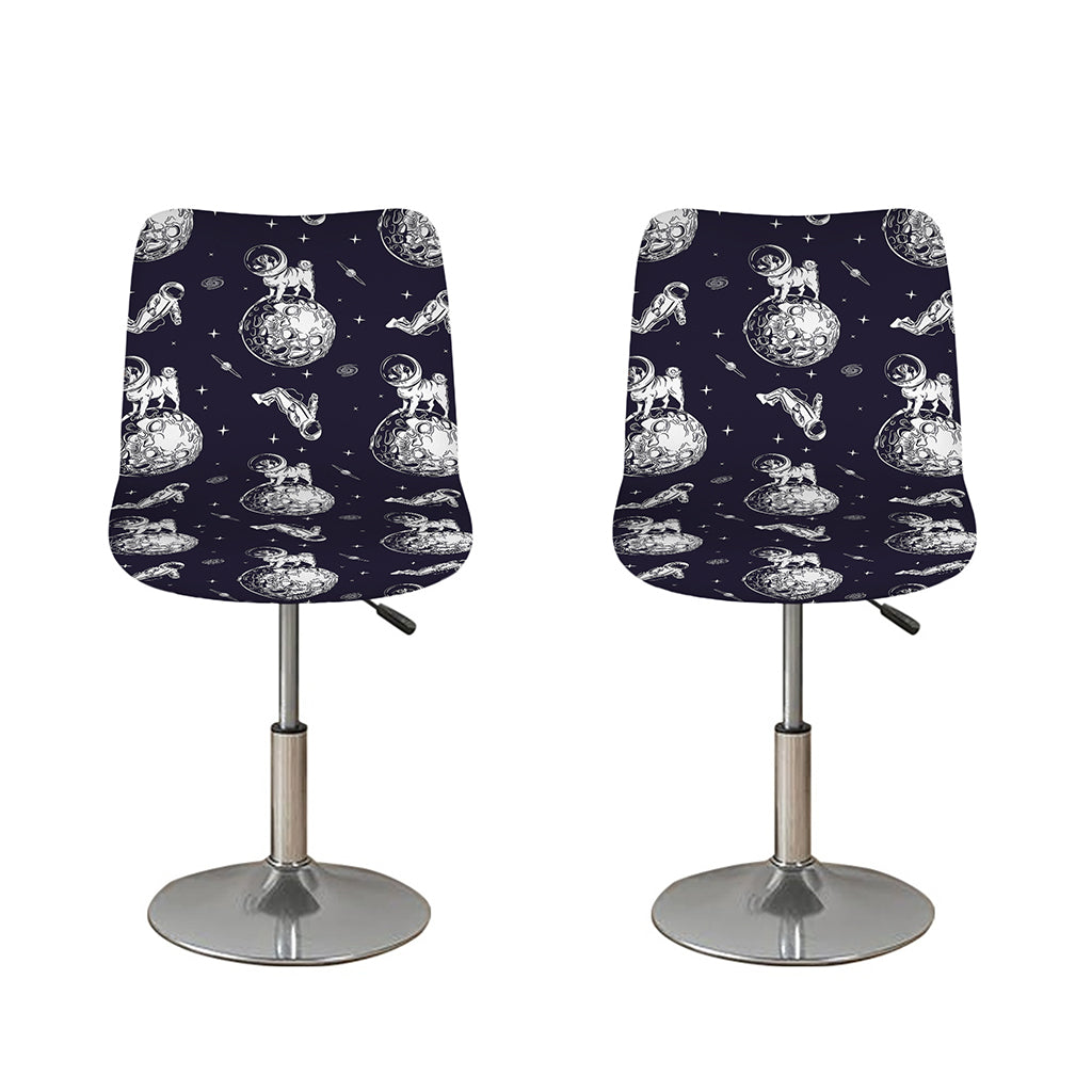 Astronaut Pug In Space Pattern Print Bar Stool Covers