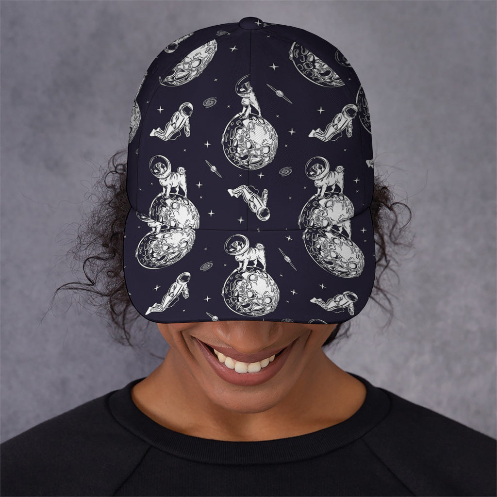 Astronaut Pug In Space Pattern Print Baseball Cap