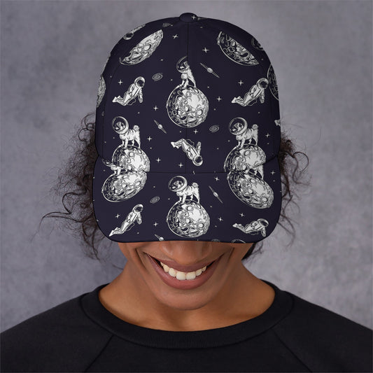 Astronaut Pug In Space Pattern Print Baseball Cap