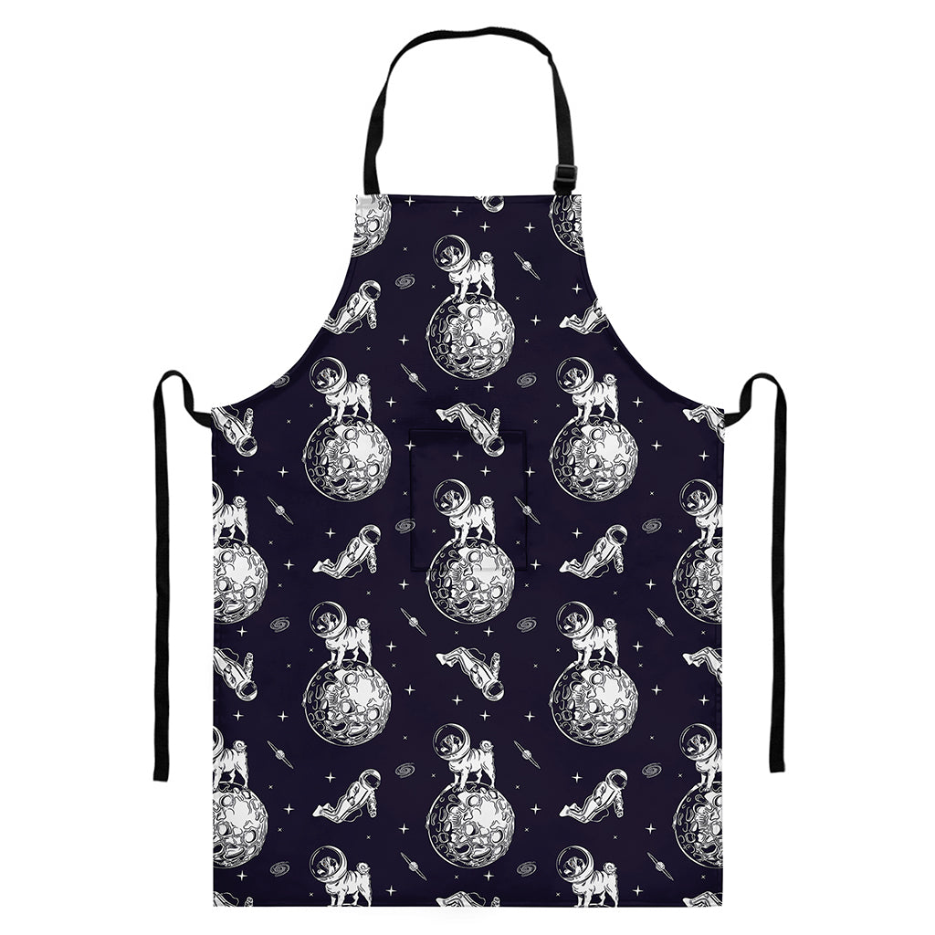 Astronaut Pug In Space Pattern Print Bib Apron With Pocket