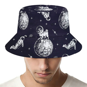 Astronaut Pug In Space Pattern Print Bucket Hat