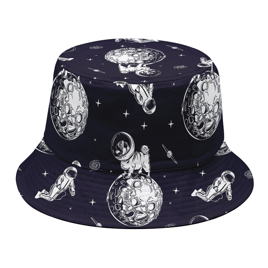 Astronaut Pug In Space Pattern Print Bucket Hat