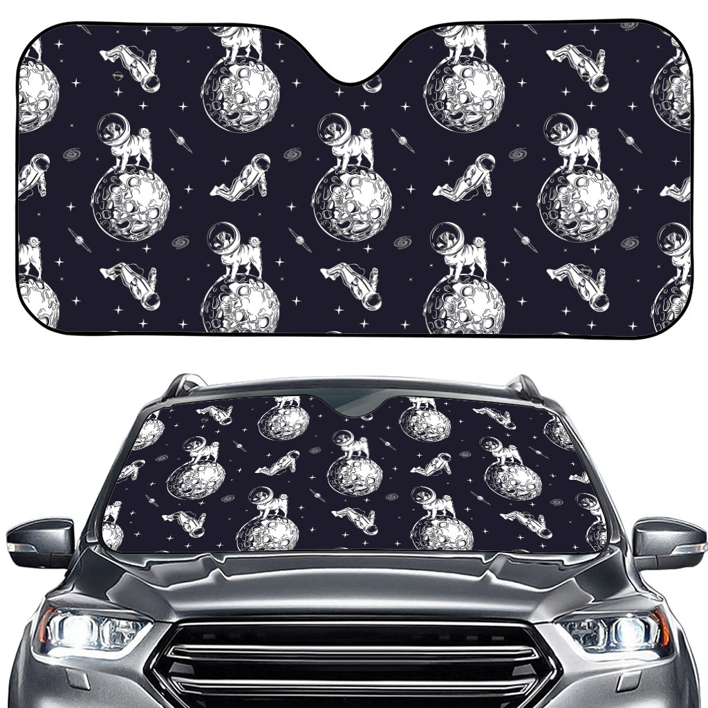 Astronaut Pug In Space Pattern Print Car Windshield Sun Shade