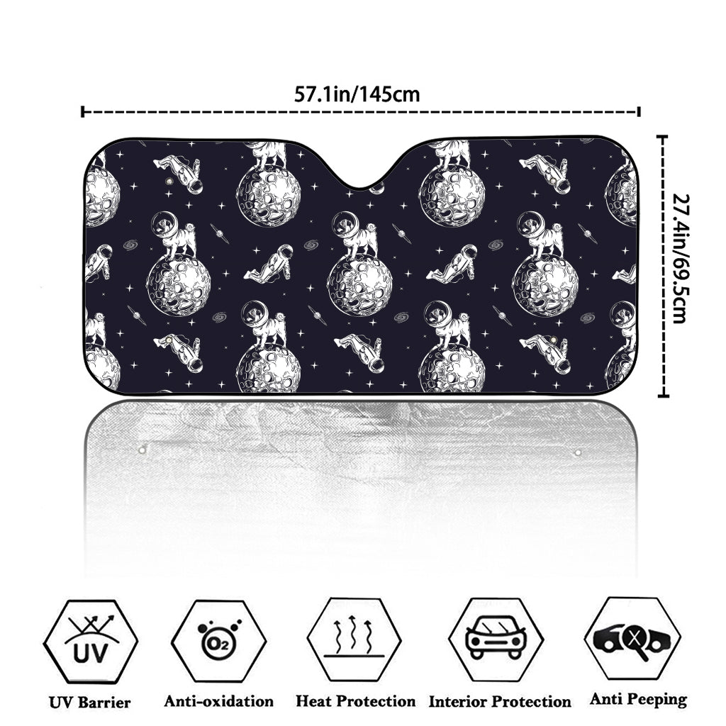 Astronaut Pug In Space Pattern Print Car Windshield Sun Shade