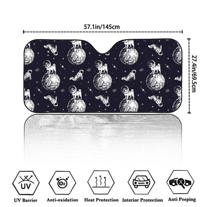 Astronaut Pug In Space Pattern Print Car Windshield Sun Shade
