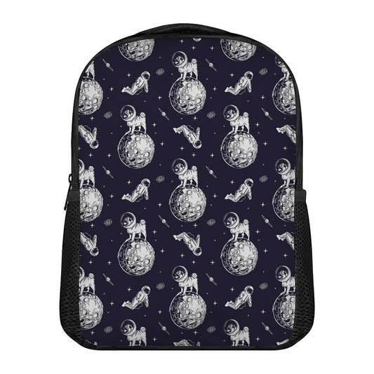 Astronaut Pug In Space Pattern Print Casual Backpack