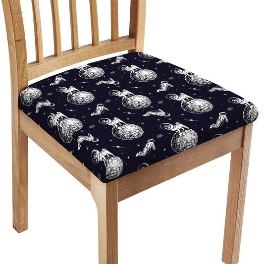 Astronaut Pug In Space Pattern Print Chair Cushion Cover