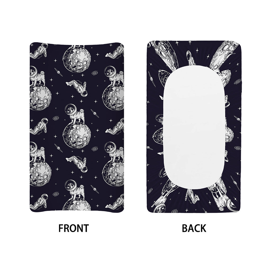 Astronaut Pug In Space Pattern Print Changing Pad Cover