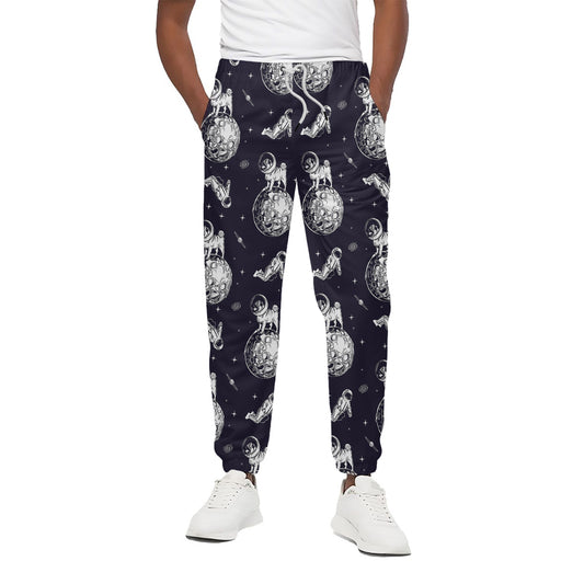 Astronaut Pug In Space Pattern Print Cotton Pants