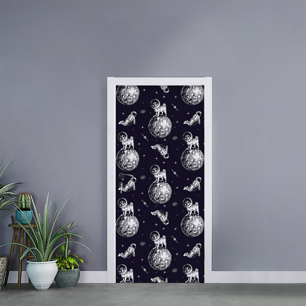 Astronaut Pug In Space Pattern Print Door Sticker