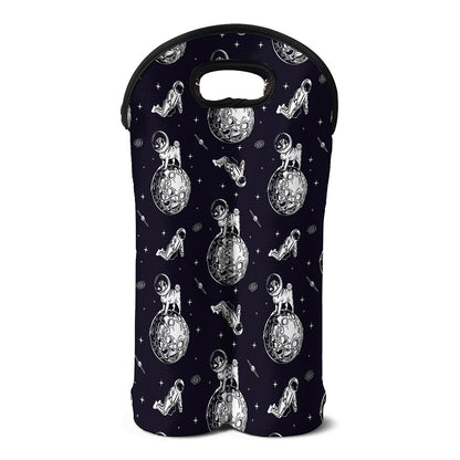 Astronaut Pug In Space Pattern Print Double Neoprene Wine Tote