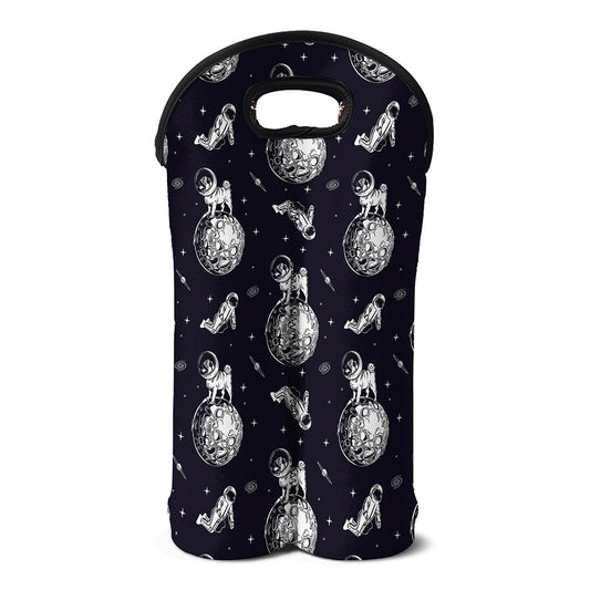 Astronaut Pug In Space Pattern Print Double Neoprene Wine Tote