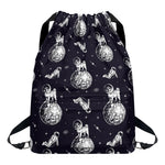 Astronaut Pug In Space Pattern Print Drawstring Backpack