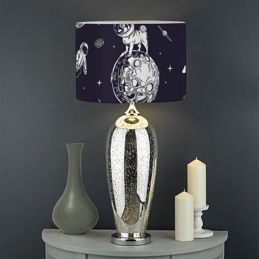 Astronaut Pug In Space Pattern Print Drum Lamp Shade