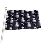Astronaut Pug In Space Pattern Print Flag