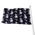 Astronaut Pug In Space Pattern Print Flag