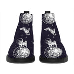 Astronaut Pug In Space Pattern Print Flat Ankle Boots