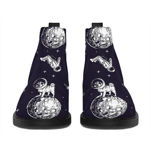 Astronaut Pug In Space Pattern Print Flat Ankle Boots