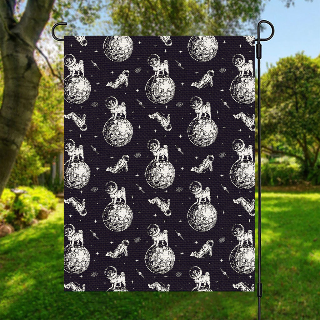 Astronaut Pug In Space Pattern Print Garden Flag