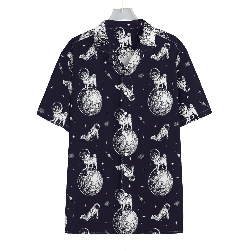 Astronaut Pug In Space Pattern Print Hawaiian Shirt