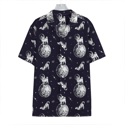 Astronaut Pug In Space Pattern Print Hawaiian Shirt