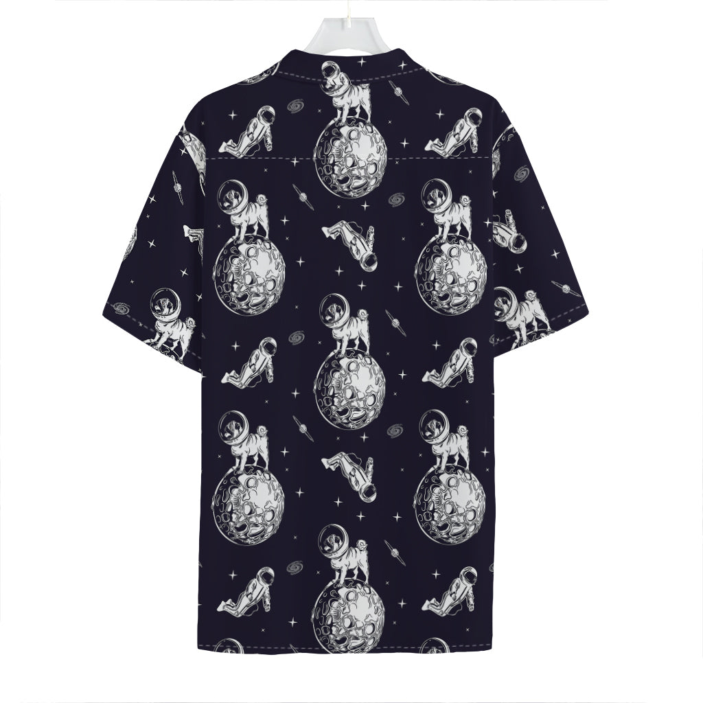 Astronaut Pug In Space Pattern Print Hawaiian Shirt