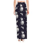 Astronaut Pug In Space Pattern Print High Slit Maxi Skirt