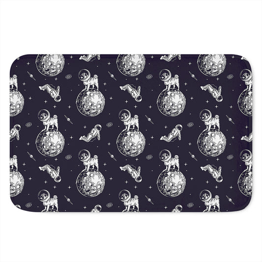 Astronaut Pug In Space Pattern Print Indoor Door Mat