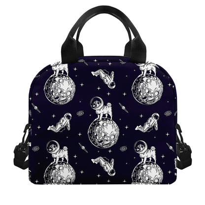 Astronaut Pug In Space Pattern Print Insulated Lunch Bag