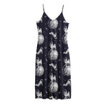 Astronaut Pug In Space Pattern Print Jersey Midi Cami Dress