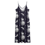 Astronaut Pug In Space Pattern Print Jersey Midi Cami Dress