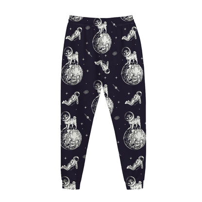 Astronaut Pug In Space Pattern Print Jogger Pants