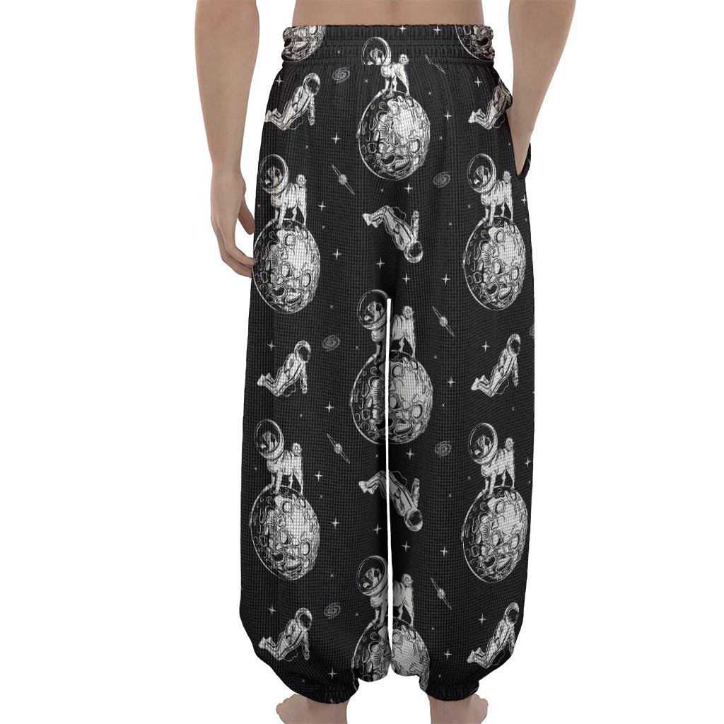 Astronaut Pug In Space Pattern Print Lantern Pants