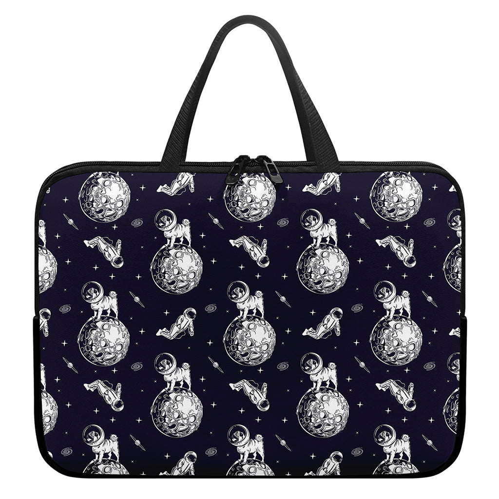 Astronaut Pug In Space Pattern Print Laptop Sleeve With Handle