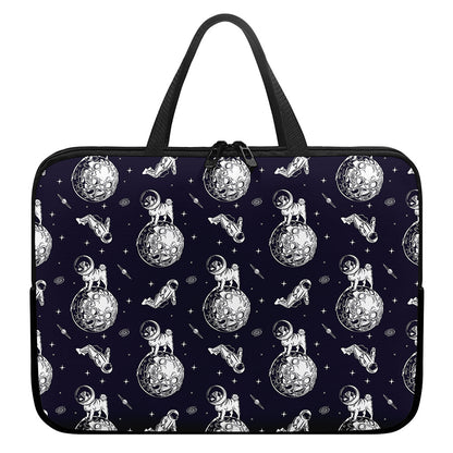 Astronaut Pug In Space Pattern Print Laptop Sleeve With Handle