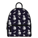 Astronaut Pug In Space Pattern Print Leather Backpack