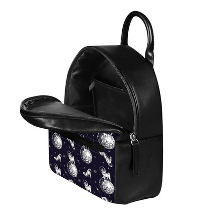 Astronaut Pug In Space Pattern Print Leather Backpack
