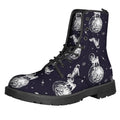 Astronaut Pug In Space Pattern Print Lace-Up Boots