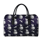 Astronaut Pug In Space Pattern Print Leather Duffle Bag