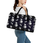 Astronaut Pug In Space Pattern Print Leather Duffle Bag
