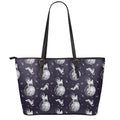 Astronaut Pug In Space Pattern Print Leather Tote Bag With Zipper