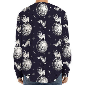 Astronaut Pug In Space Pattern Print Long Sleeve Baseball Jersey