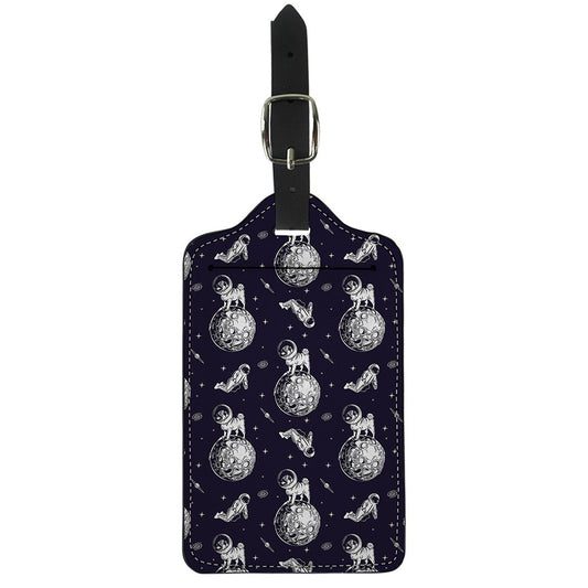 Astronaut Pug In Space Pattern Print Luggage Tag