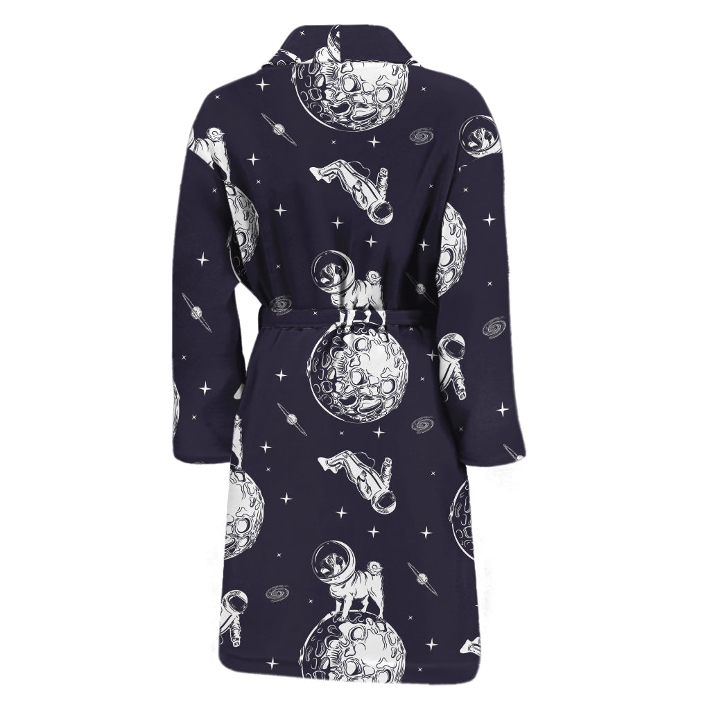 Astronaut Pug In Space Pattern Print Men's Bathrobe